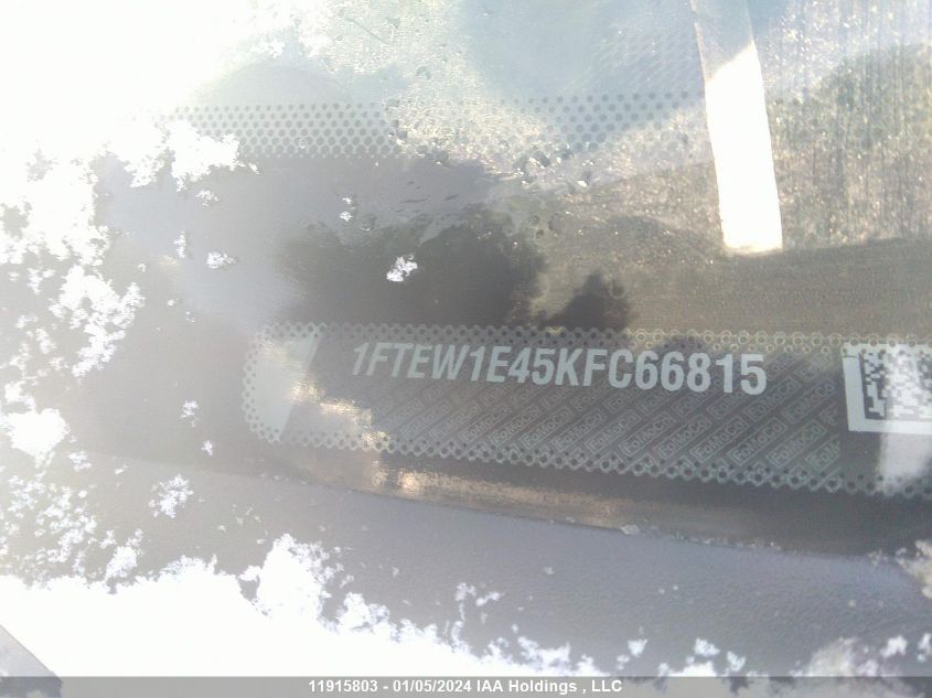 2019 Ford F150 Supercrew VIN: 1FTEW1E45KFC66815 Lot: 11915803