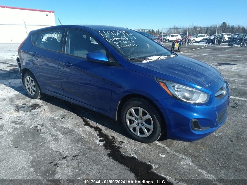 2013 Hyundai Accent Gls/Gs VIN: KMHCT5AE2DU095943 Lot: 11917944