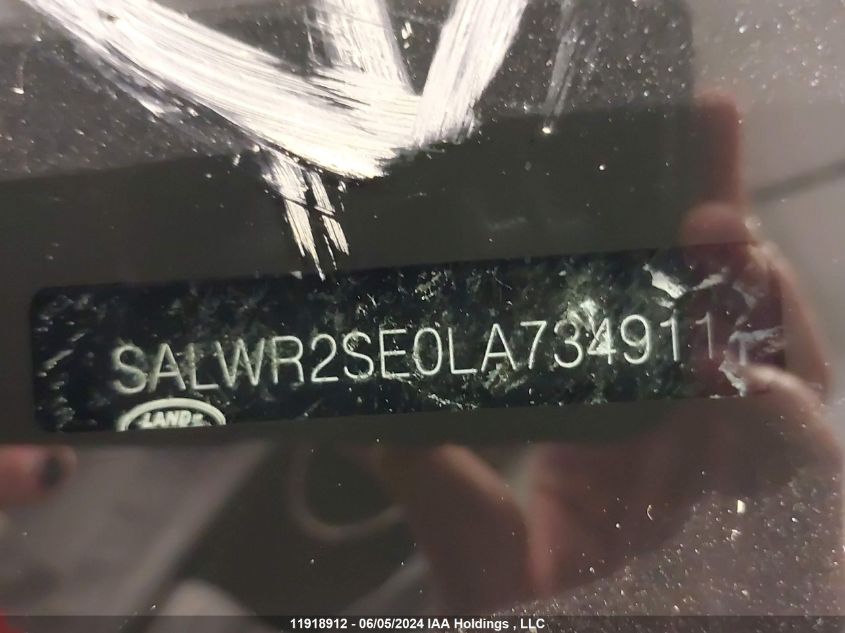 2020 Land Rover Range Rover Sport VIN: SALWR2SE0LA734911 Lot: 11918912