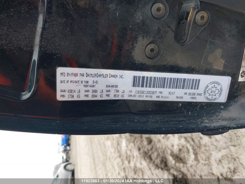 2002 Chrysler Neon Lx VIN: 1C3ES56C12D523977 Lot: 39240395