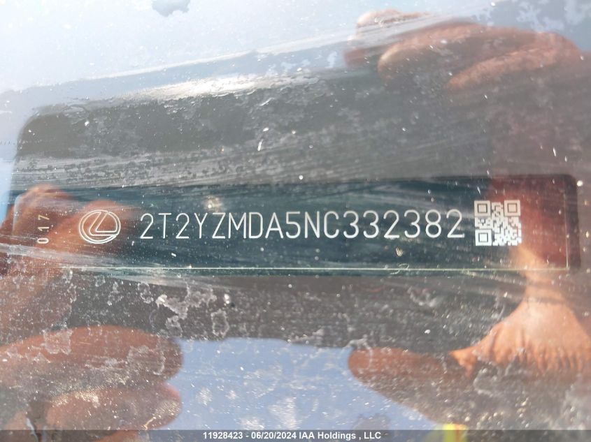 2022 Lexus Rx 350 VIN: 2T2YZMDA5NC332382 Lot: 11928423