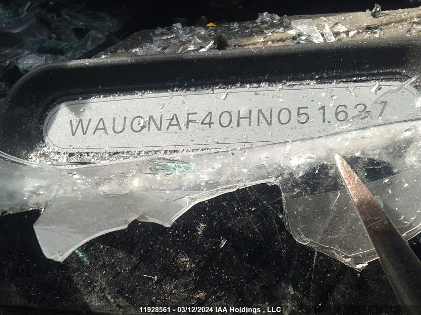 2017 Audi A4 VIN: WAUCNAF40HN051637 Lot: 11928561