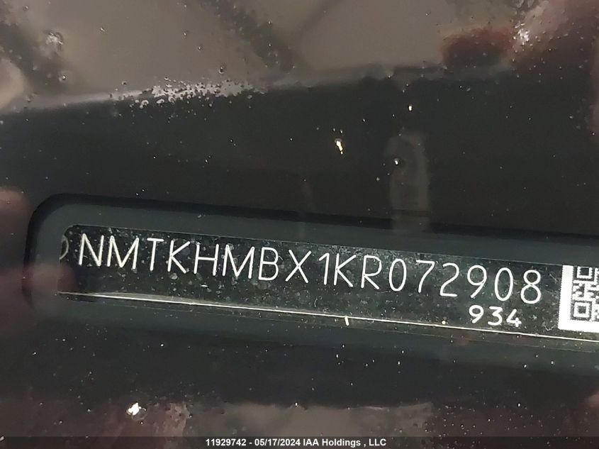 2019 Toyota C-Hr Xle/Le/Limited VIN: NMTKHMBX1KR072908 Lot: 11929742