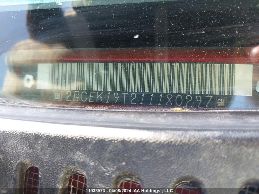 2001 Chevrolet Silverado 1500 VIN: 2GCEK19T211180297 Lot: 11933573
