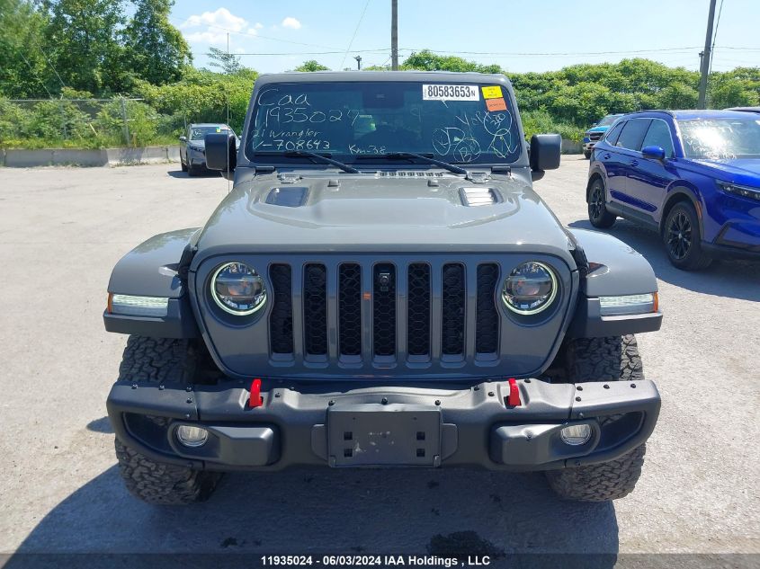 2021 Jeep Wrangler Unlimited Rubicon VIN: 1C4HJXFG8MW708643 Lot: 11935024