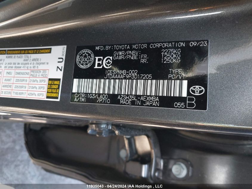 2023 Toyota Crown Xle VIN: JTDAAAAF9P3017205 Lot: 11935043