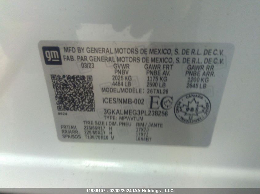 2023 GMC Terrain Sle VIN: 3GKALMEG3PL238256 Lot: 11936107