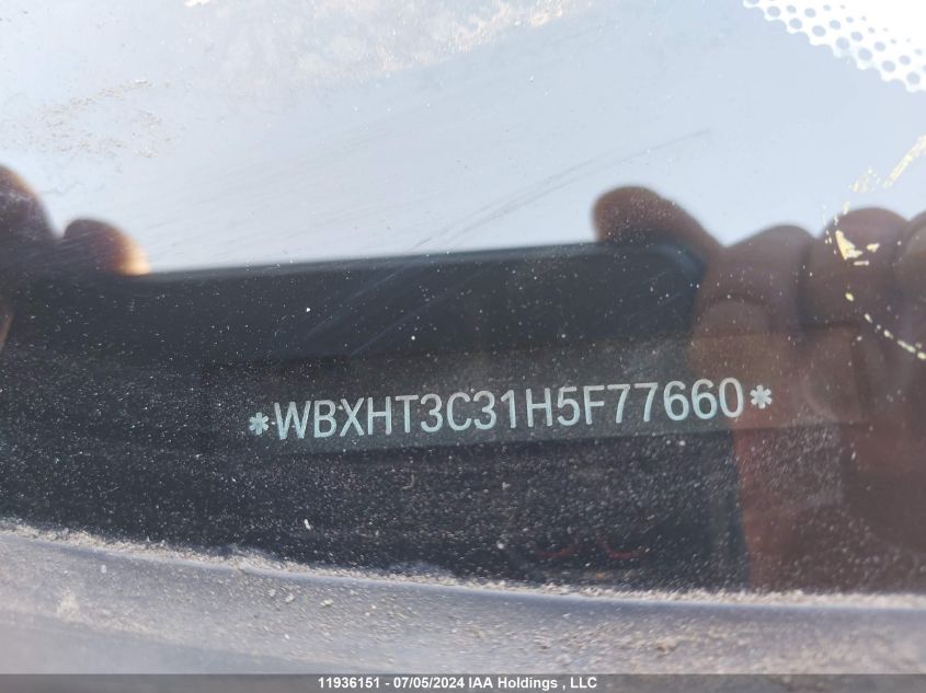 2017 BMW X1 VIN: WBXHT3C31H5F77660 Lot: 11936151