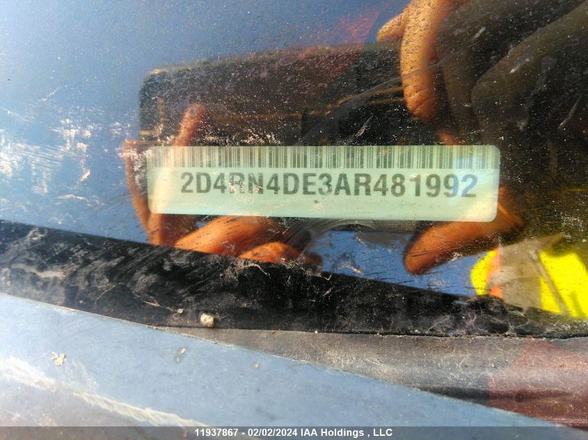 2010 Dodge Grand Caravan Se VIN: 2D4RN4DE3AR481992 Lot: 11937867