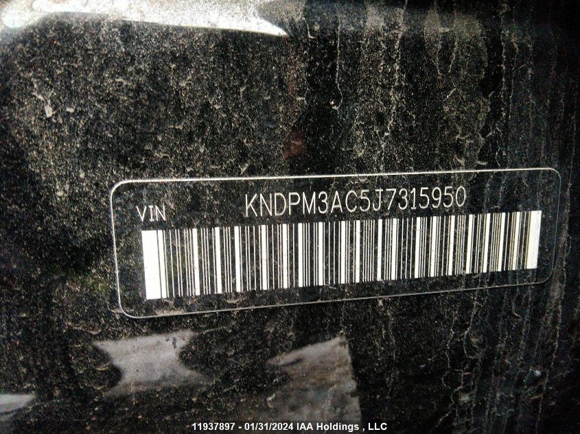 2018 Kia Sportage VIN: KNDPM3AC5J7315950 Lot: 11937897