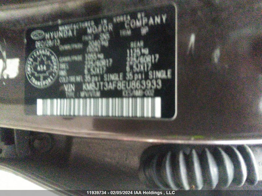 2014 Hyundai Tucson Gls VIN: KM8JT3AF8EU863933 Lot: 11939734