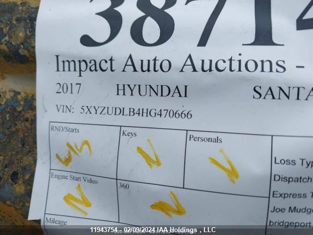 2017 Hyundai Santa Fe Sport 2.4 Se VIN: 5XYZUDLB4HG470666 Lot: 11943754