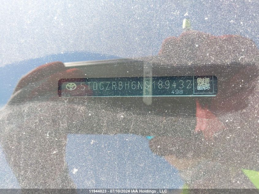 2022 Toyota Highlander Xle VIN: 5TDGZRBH6NS189432 Lot: 11944823