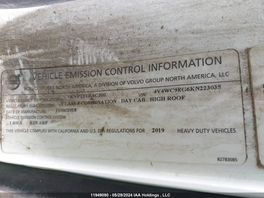 2019 Volvo Vnr VIN: 4V4WC9EG6KN223035 Lot: 11949080