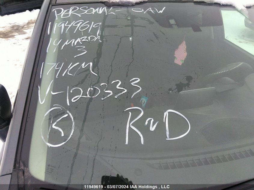 2014 Mazda 3 Touring VIN: 3MZBM1L74EM120333 Lot: 11949619