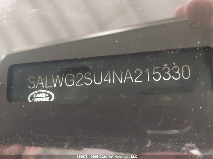 2022 Land Rover Range Rover Sport VIN: SALWG2SU4NA215330 Lot: 11950076