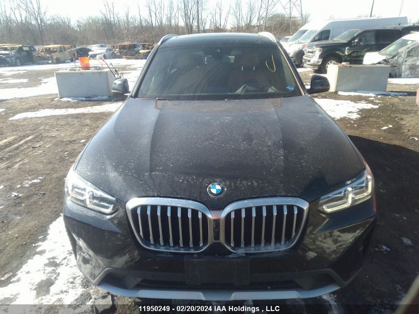 2022 BMW X3 VIN: 5UX53DP08N9J79691 Lot: 11950249