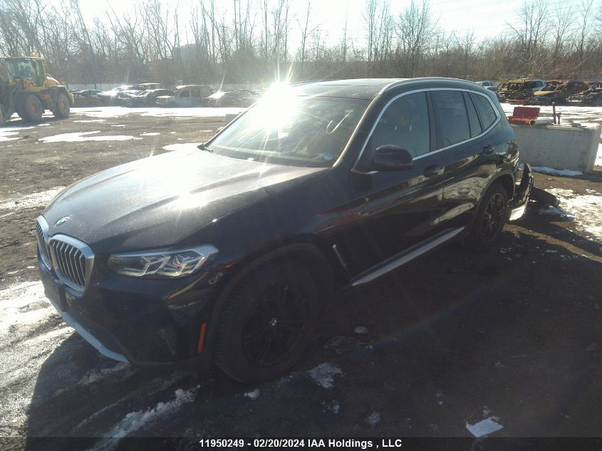 2022 BMW X3 VIN: 5UX53DP08N9J79691 Lot: 11950249