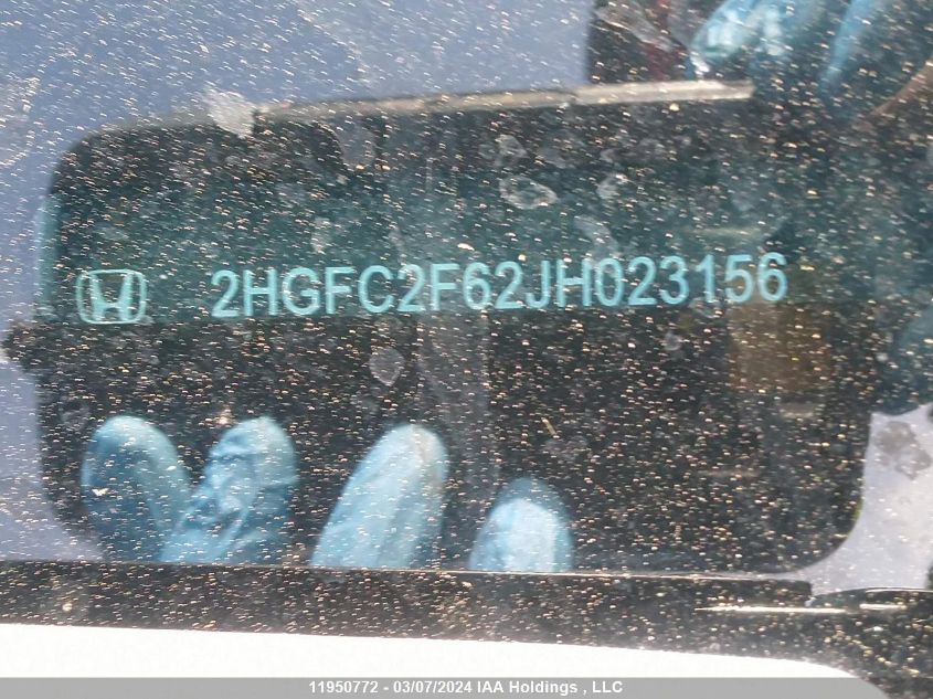 2018 Honda Civic Lx VIN: 2HGFC2F62JH023156 Lot: 11950772