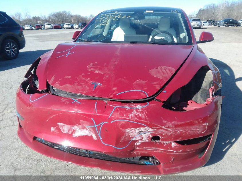 2022 Tesla Model 3 VIN: 5YJ3E1EA0NF345687 Lot: 11951084