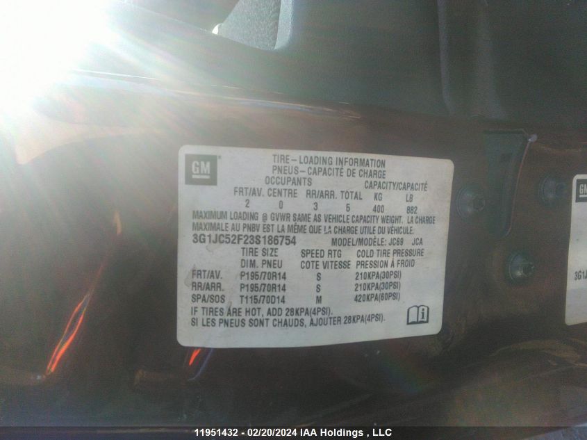 2003 Chevrolet Cavalier VIN: 3G1JC52F23S186754 Lot: 11951432