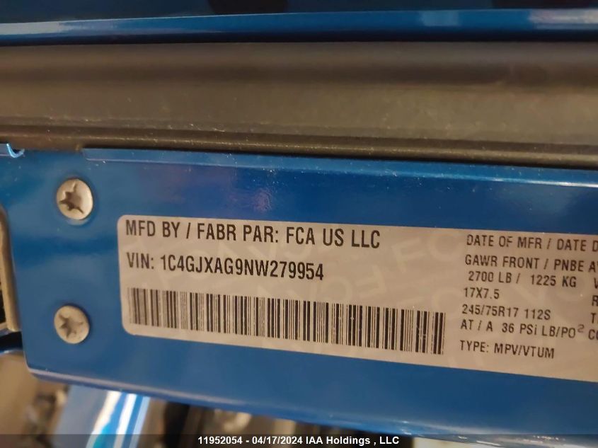 2022 Jeep Wrangler Sport VIN: 1C4GJXAG9NW279954 Lot: 39240355