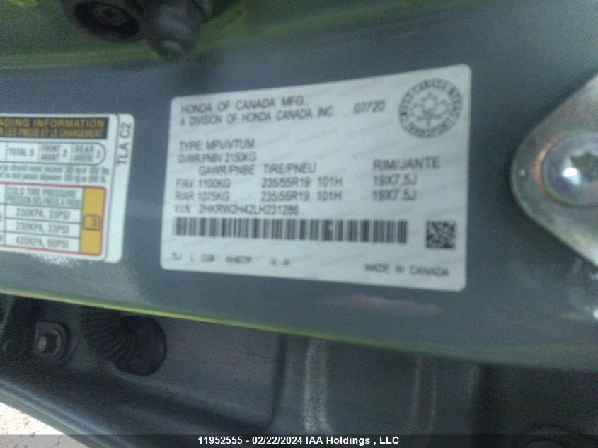 2020 Honda Cr-V Sport VIN: 2HKRW2H42LH231286 Lot: 11952555