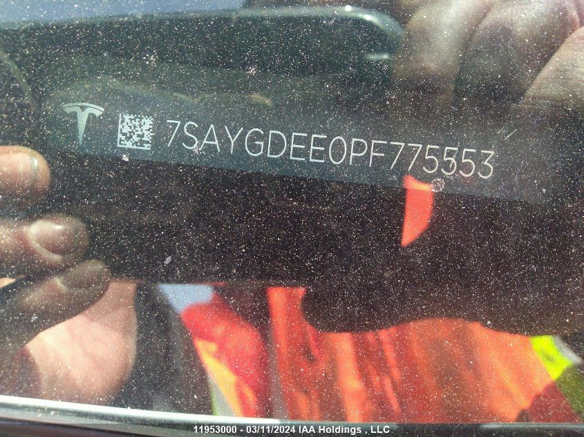 2023 Tesla Model Y VIN: 7SAYGDEE0PF775553 Lot: 11953000