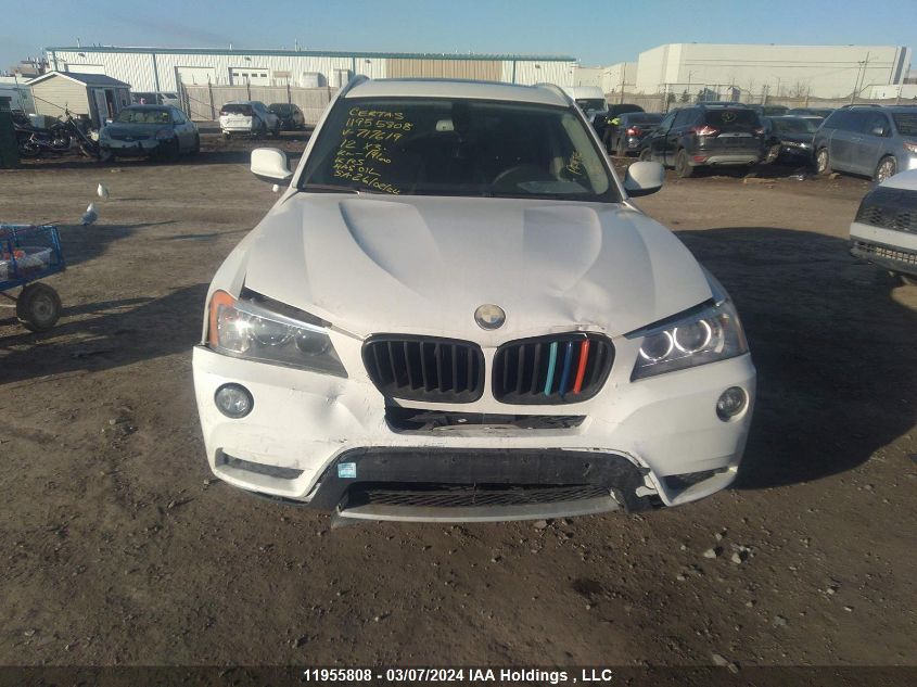 2012 BMW X3 xDrive28I VIN: 5UXWX5C57CL717619 Lot: 11955808