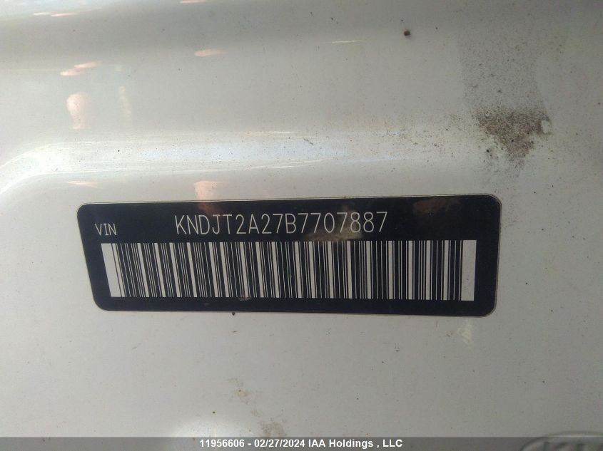 2011 Kia Soul VIN: KNDJT2A27B7707887 Lot: 11956606