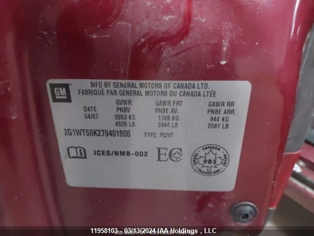 2007 Chevrolet Impala VIN: 2G1WT58K279401806 Lot: 11958103