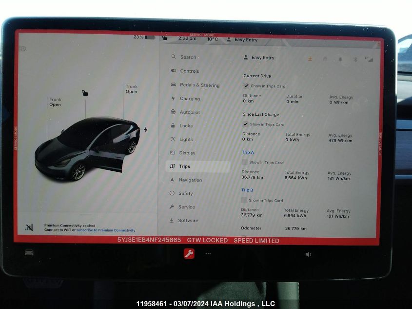 2022 Tesla Model 3 VIN: 5YJ3E1EB4NF245665 Lot: 11958461