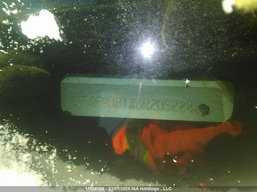 2006 Ford Fusion Sel VIN: 3FAFP081X6R205228 Lot: 48620624