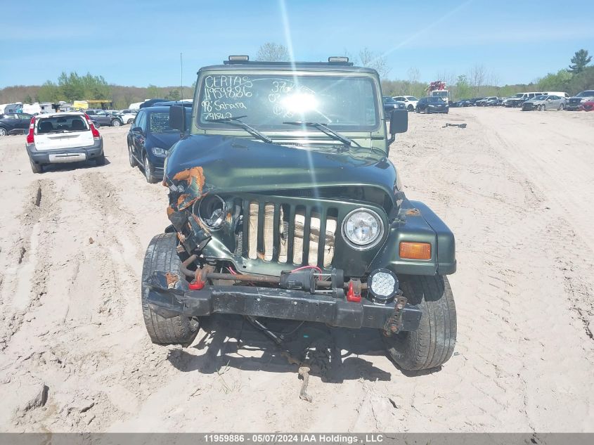 1998 Jeep Wrangler / Tj Sahara VIN: 1J4FY49S7WP791863 Lot: 11959886