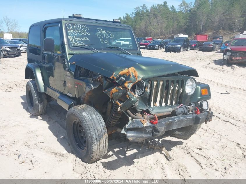 1998 Jeep Wrangler / Tj Sahara VIN: 1J4FY49S7WP791863 Lot: 11959886