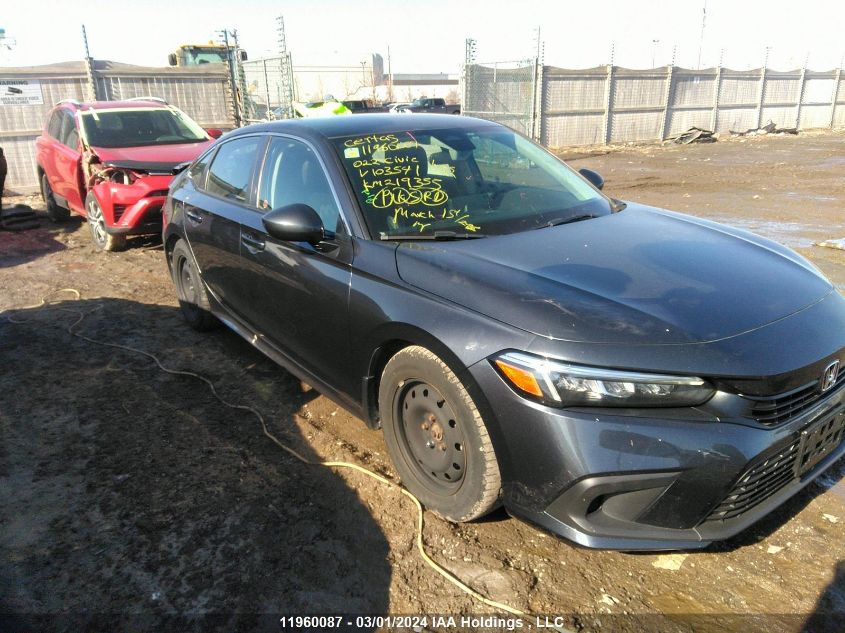 2022 Honda Civic Sedan VIN: 2HGFE2F24NH103541 Lot: 11960087