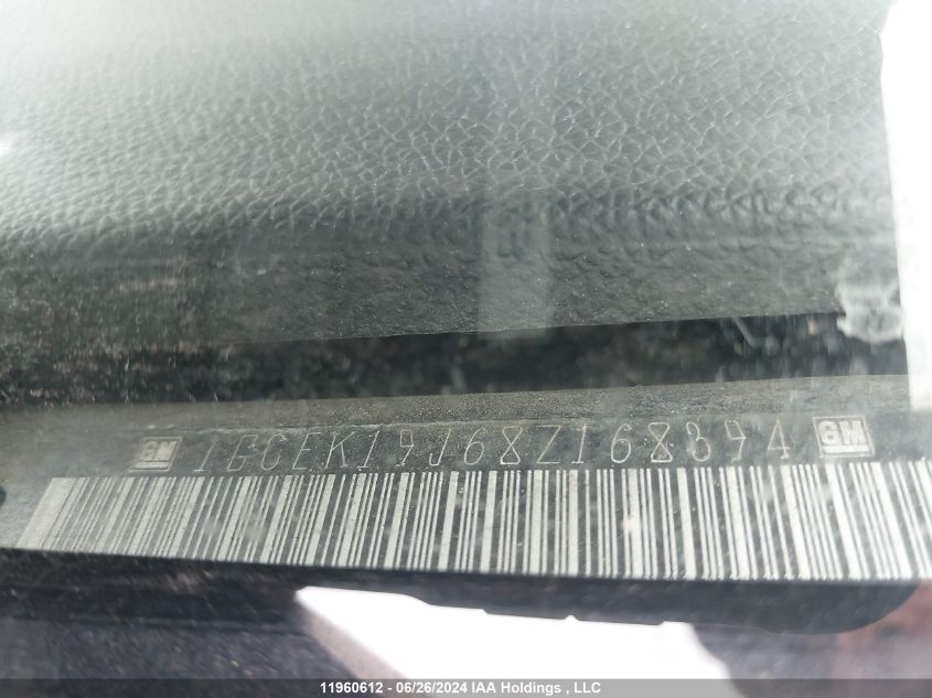 2008 Chevrolet Silverado K1500 VIN: 1GCEK19J68Z168394 Lot: 11960612