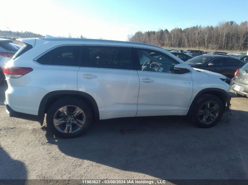 2017 Toyota Highlander Hybrid Limited VIN: 5TDDGRFH3HS033372 Lot: 11963627