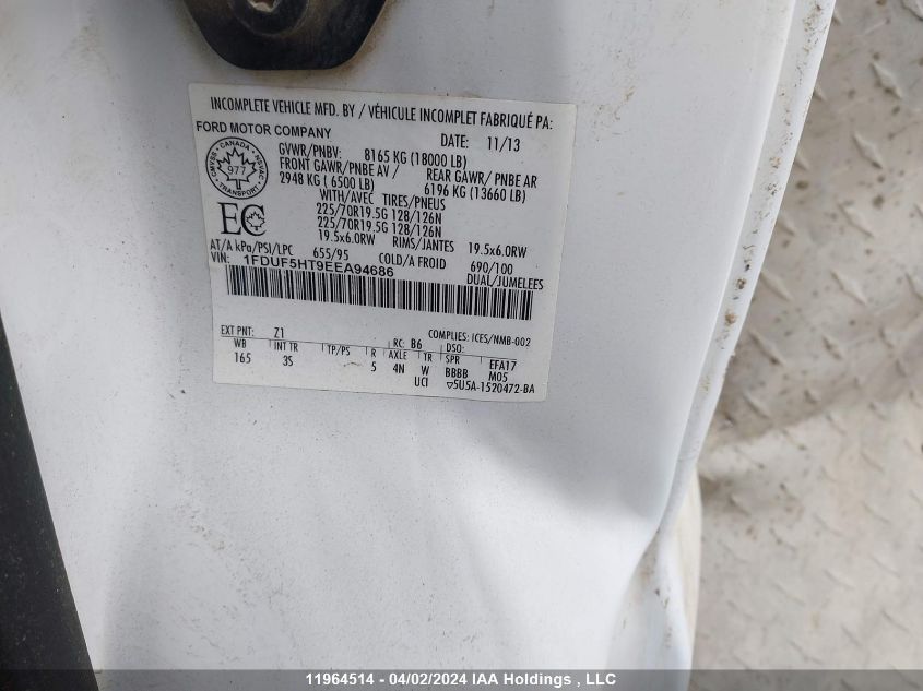 2014 Ford F550 Super Duty VIN: 1FDUF5HT9EEA94686 Lot: 11964514