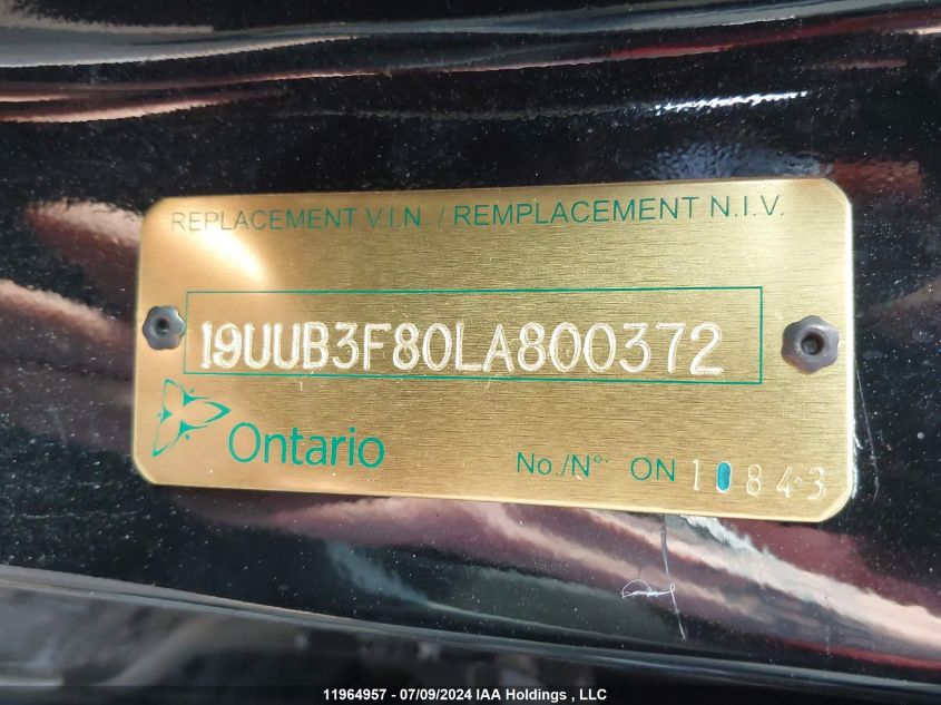 2020 Acura Tlx Advance/Pmc Edition VIN: 19UUB3F80LA800372 Lot: 11964957