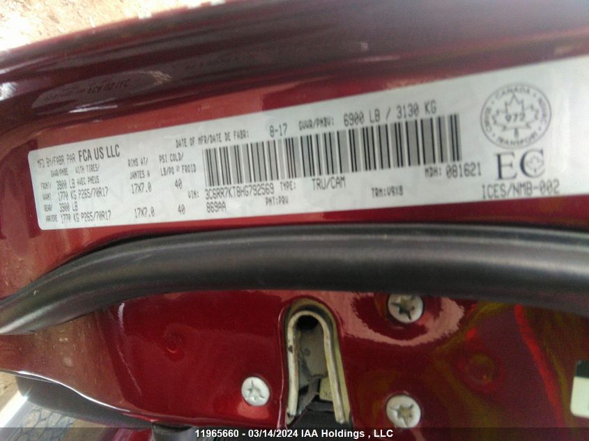 2017 Ram 1500 St VIN: 3C6RR7KT8HG792569 Lot: 11965660