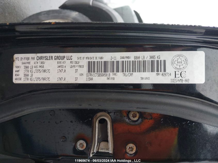 2011 Dodge Ram 1500 VIN: 1D7RV1CT5BS605018 Lot: 11965674