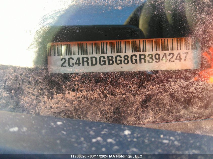 2016 Dodge Grand Caravan Se VIN: 2C4RDGBG8GR394247 Lot: 11966626