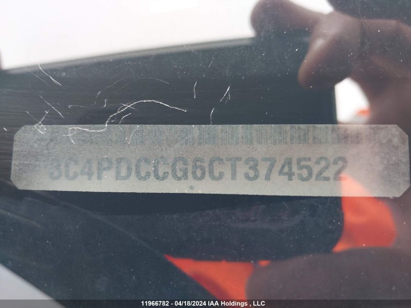 2012 Dodge Journey Sxt VIN: 3C4PDCCG6CT374522 Lot: 11966782