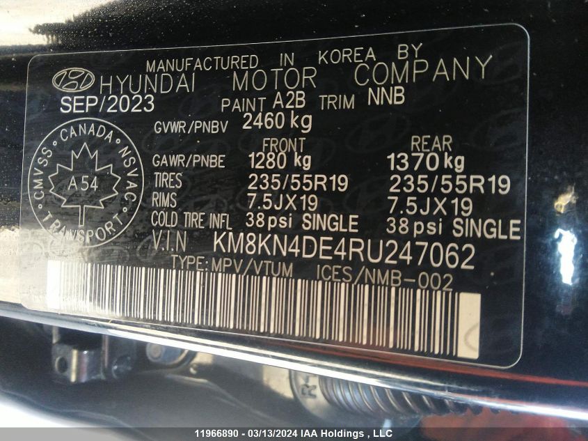 2024 Hyundai Ioniq 5 Preferred Long Range VIN: KM8KN4DE4RU247062 Lot: 11966890