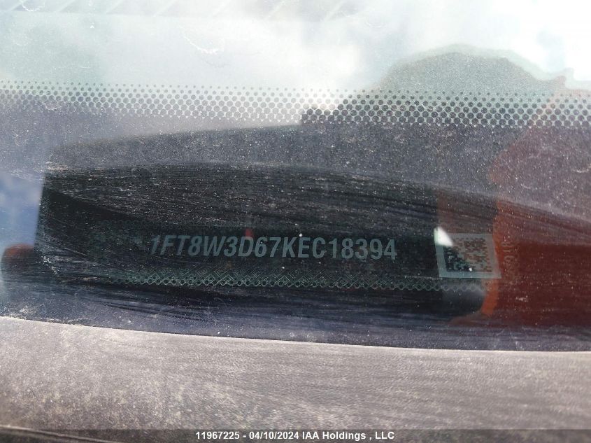 2019 Ford F-350 2019 Ford F-350 Super Duty 4X4 Crew Cab Pickup VIN: 1FT8W3D67KEC18394 Lot: 14037180