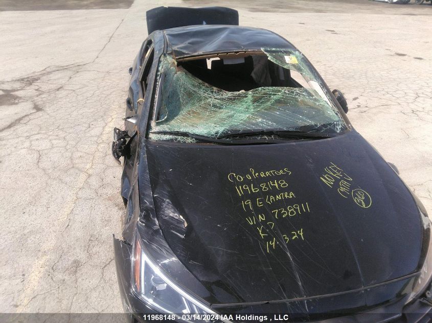 2019 Hyundai Elantra Preferred VIN: KMHD84LF2KU738911 Lot: 11968148