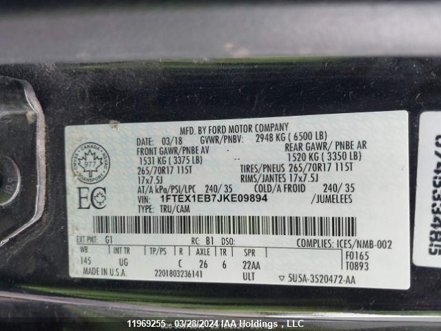 2018 Ford F-150 Xlt VIN: 1FTEX1EB7JKE09894 Lot: 11969255