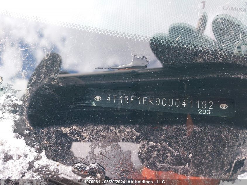 2012 Toyota Camry Se/Le/Xle VIN: 4T1BF1FK9CU041192 Lot: 39238172