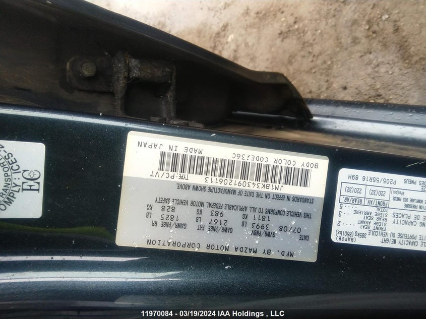 2009 Mazda 3 S VIN: JM1BK343091206113 Lot: 11970084